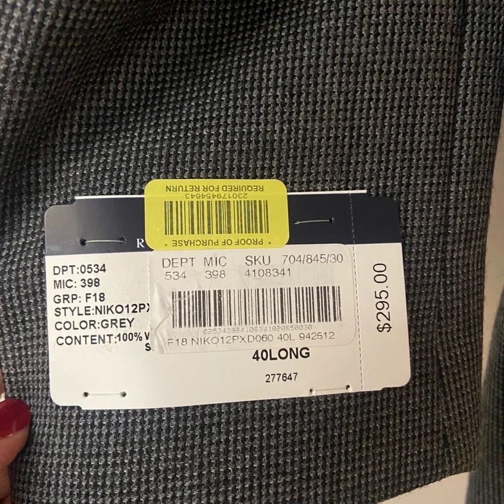 NWT Ralph Lauren Men’s Gray Two Button Wool Sport Coat Sz 40 Long - Picture 6 of 9